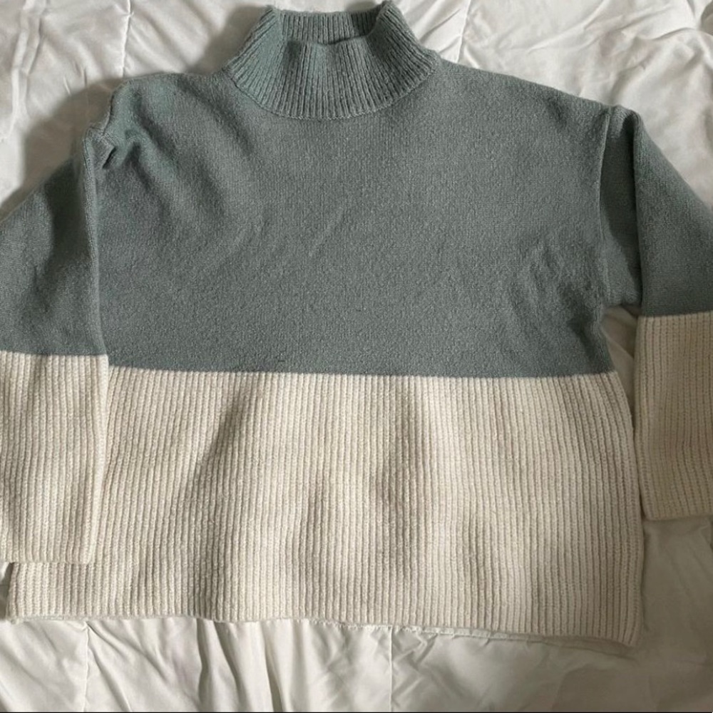 Mock Neck 3/4 Length Sleeve Sweater Loose Fit
